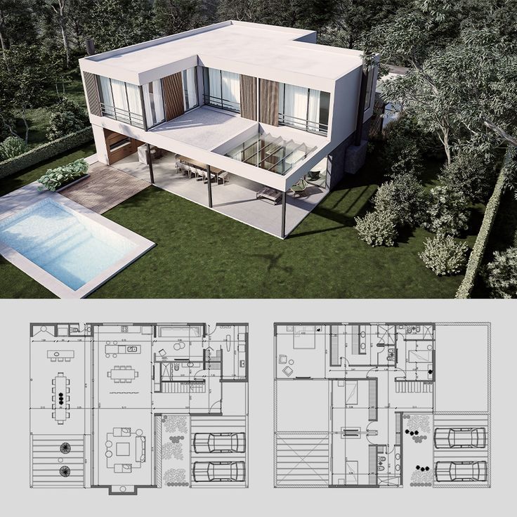 Denah Rumah 2 Lantai Minimalis dengan Konsep Open Space di Lantai Bawah