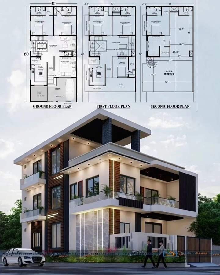 Denah Rumah 2 lantai dengan Ruang Keluarga di Lantai Atas