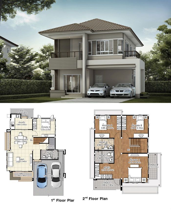 Denah Rumah lantai 2 minimalis dengan Garasi Luas